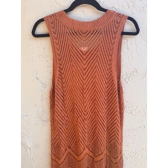 Cupshe NEW Rust Crochet Fringe Mini Dress Festival Mesh Boho Indie Hippie - Picture 9 of 12